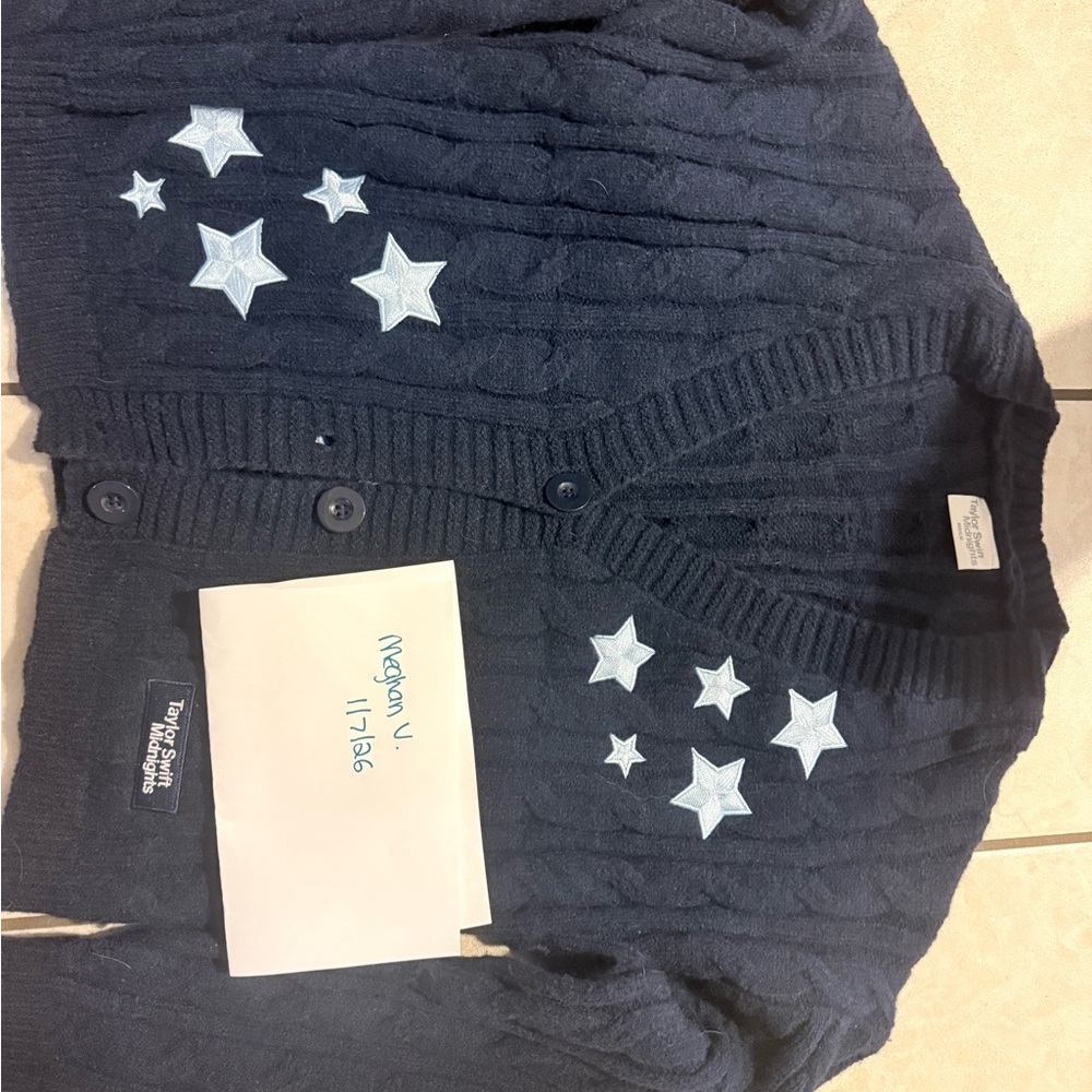 Taylor Swift Navy Midnights Cardigan with Star Patterns